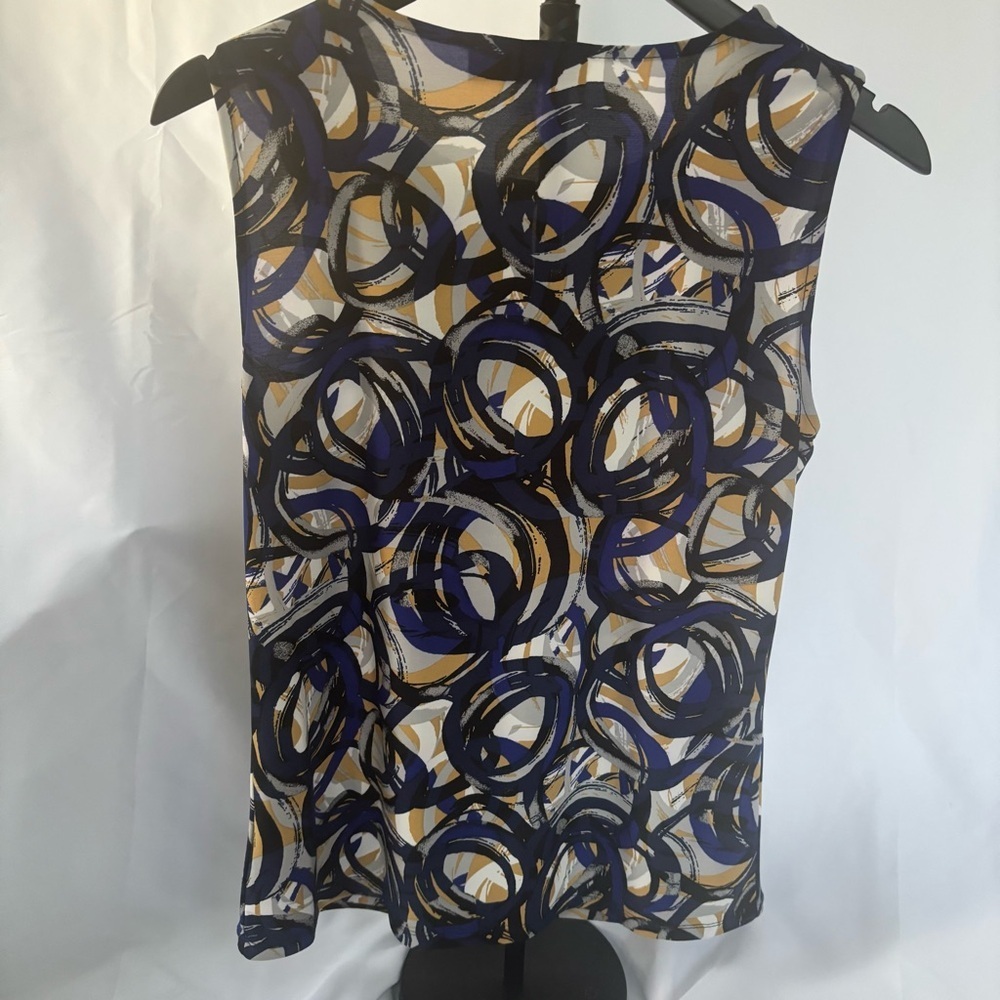 Kasper Tank Layering Blue/Black/Wht/Gold Abstract Women’s S - Picture 5 of 6